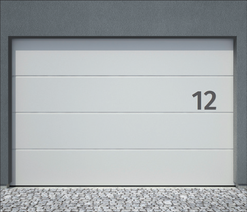 Mewald-Garagentore-Design-Hausnummer-Dekor-Edelstahloptik